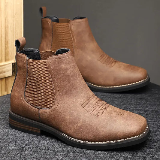 Paar Herren Chelsea-Stiefeletten mit elastischen Einsätzen an den Seiten