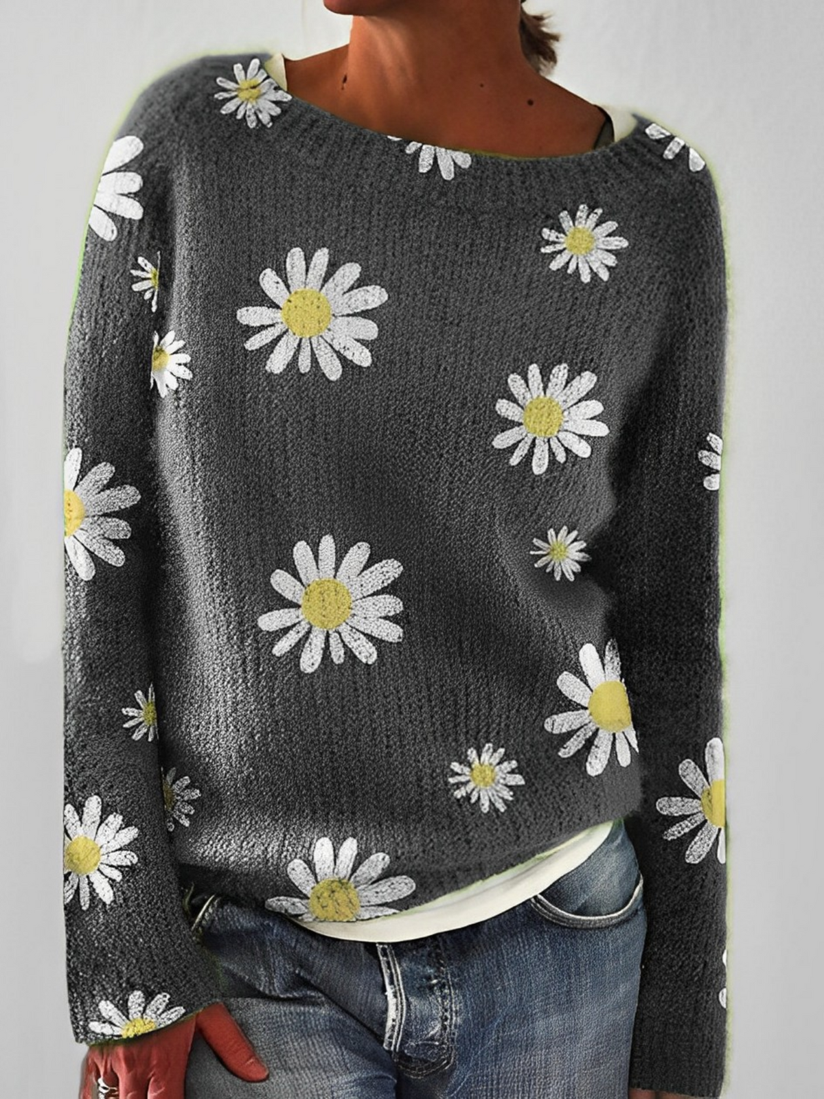 Damen Pullover Mit Einfachem Stilvollem Design