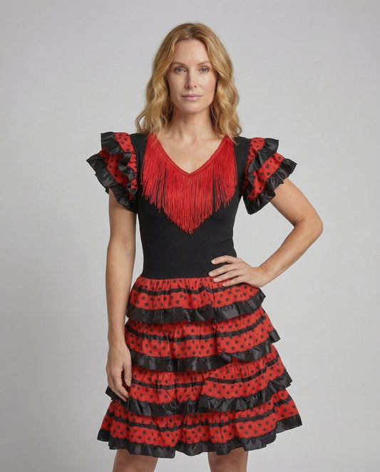 Flamenco-Tanzkleid für Damen mit dekorativem V-Ausschnitt