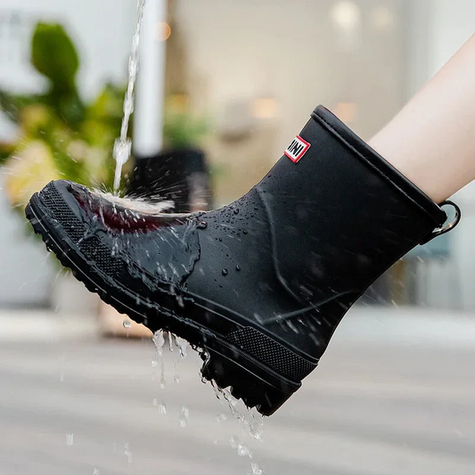 Paar wasserdichte Gummistiefel für Damen von vorne