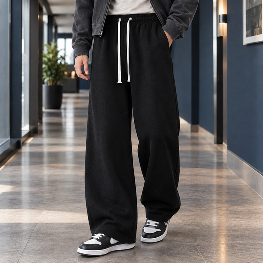 Damenhose mit weitem Bein und Tunnelzug aus weichem Baumwollmix