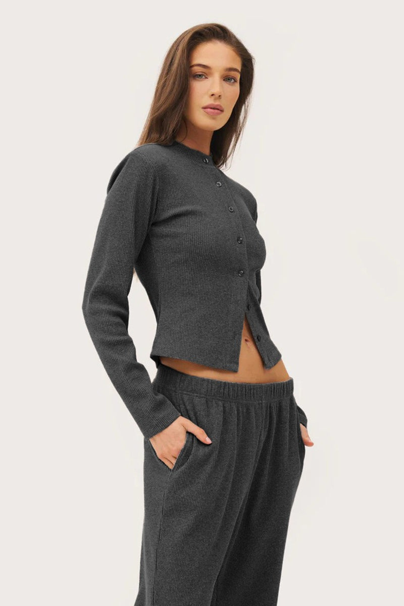 Damenhose mit elastischem Bund aus dem Rippstrick-Set
