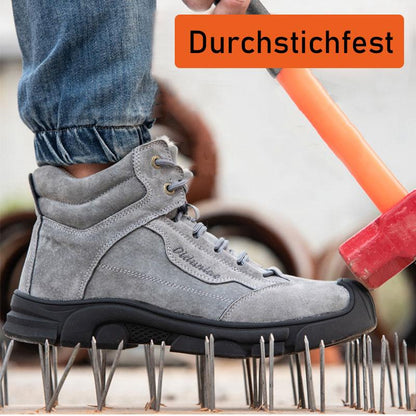 Detailansicht der grauen Sicherheitsschuhe mit warmem Futter