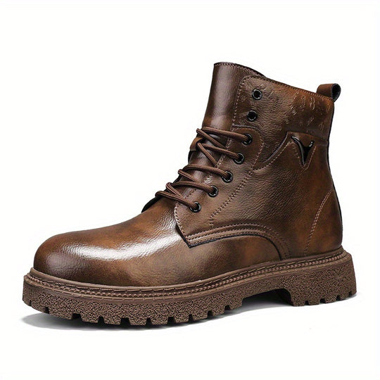 Lace-up boots with zipper and profiled sole for men
