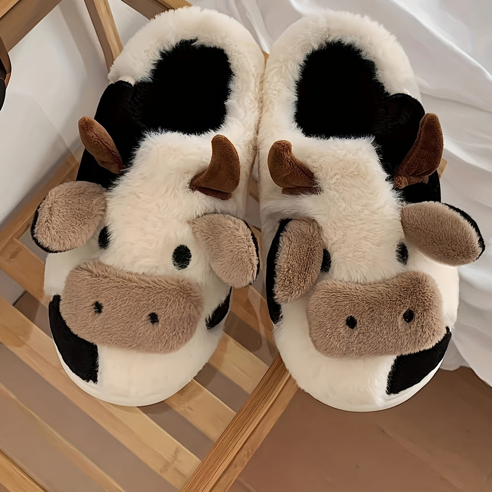 Cozy cow-design slippers for women