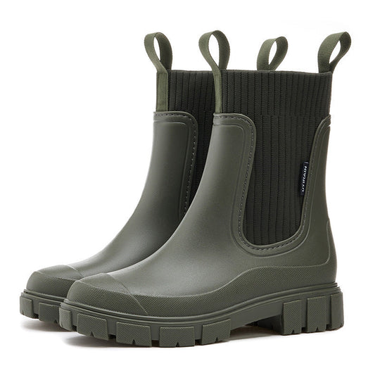 Women's Rubber Boots with Non-Slip Sole for Rainy Weather
