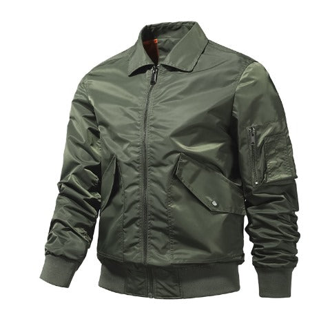 Men's summer jacket with ribbed collar and zipper 