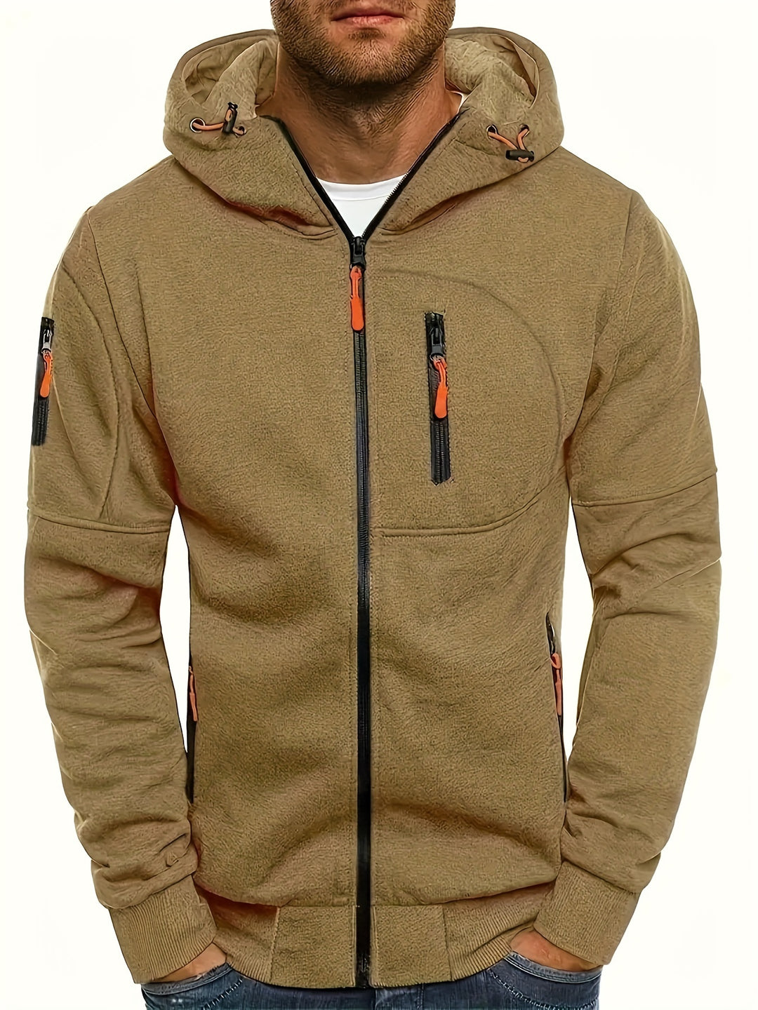 Men's sporty zip-up hooded jacket