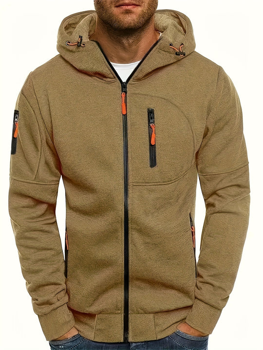 Men's sporty zip-up hooded jacket