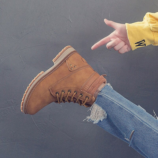 Women's Boots with Sneaker Design and Plush Lining 