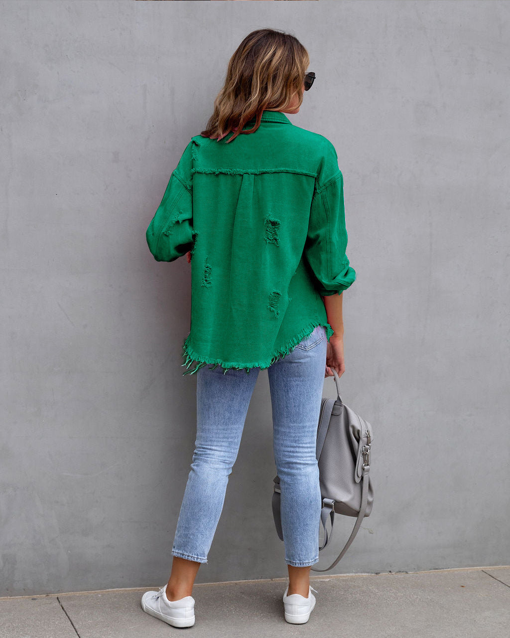 Women's denim jacket with vintage look