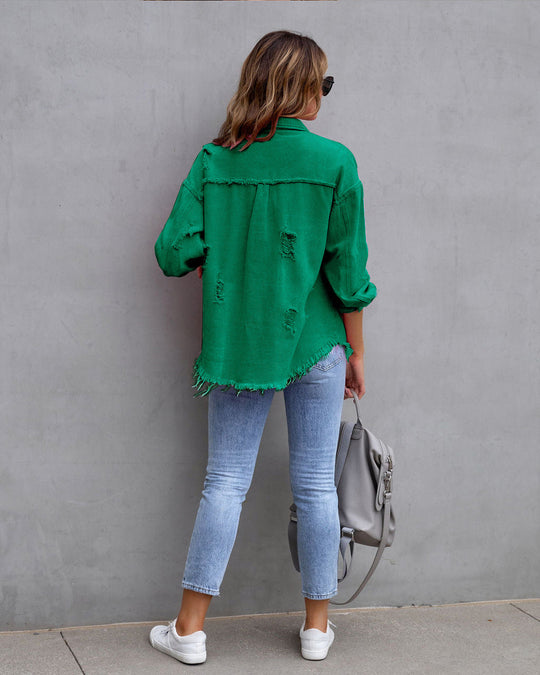 Women's denim jacket with vintage look