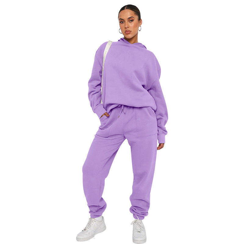 Women's Jogging Set with Hood in Casual Style 