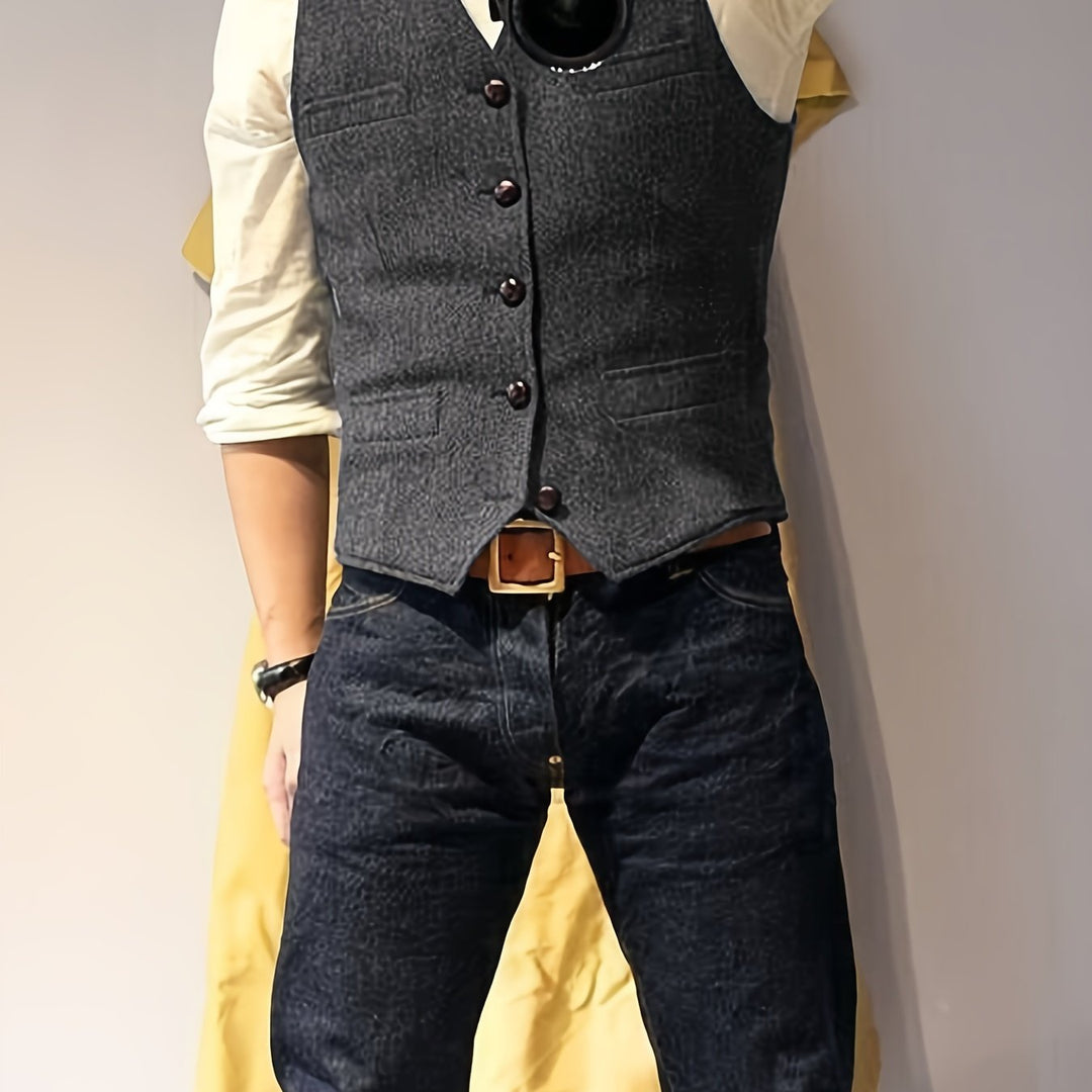 Vintage tweed western-style vest for men