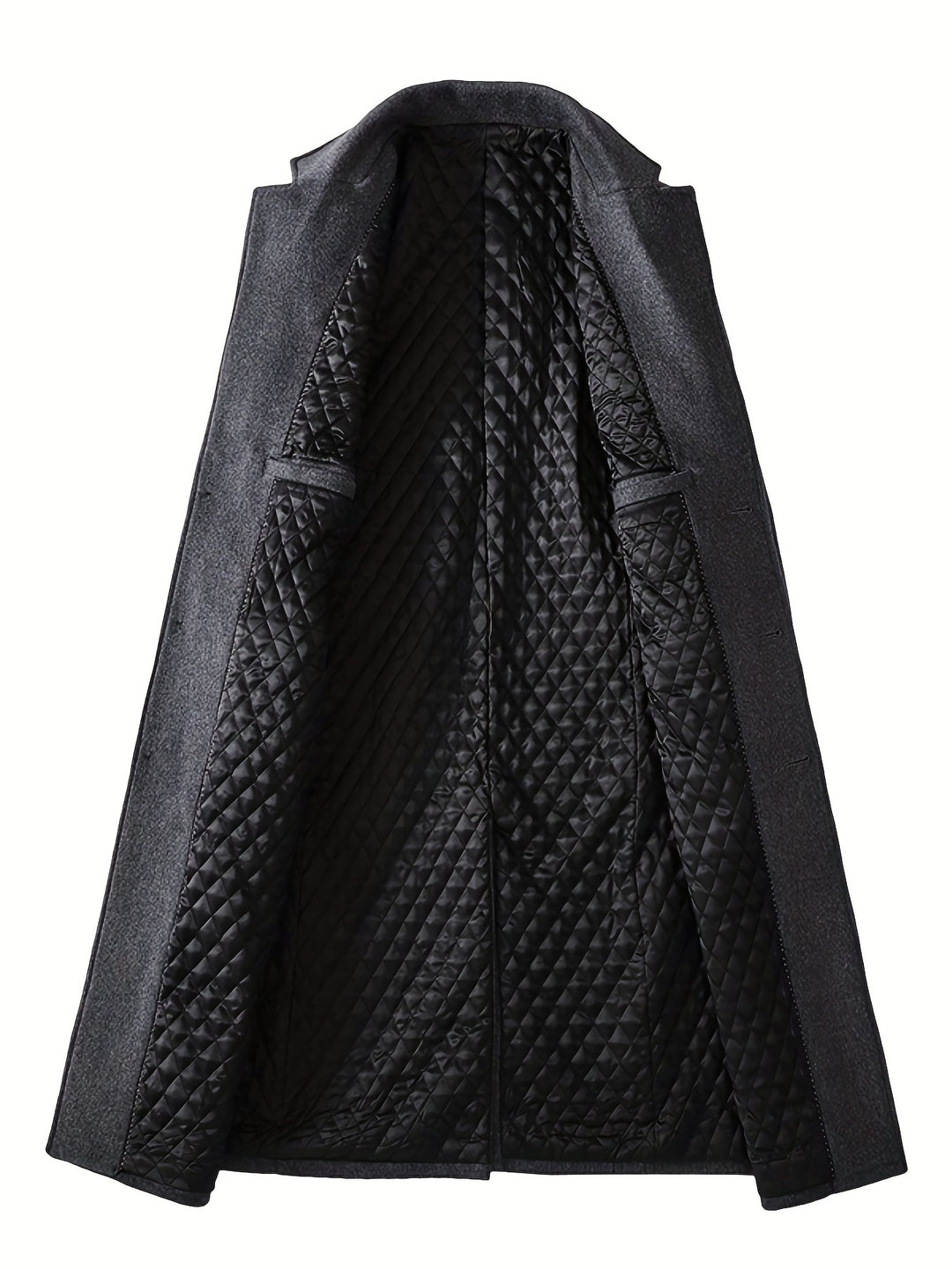 Long coat with lapel collar and button placket for men