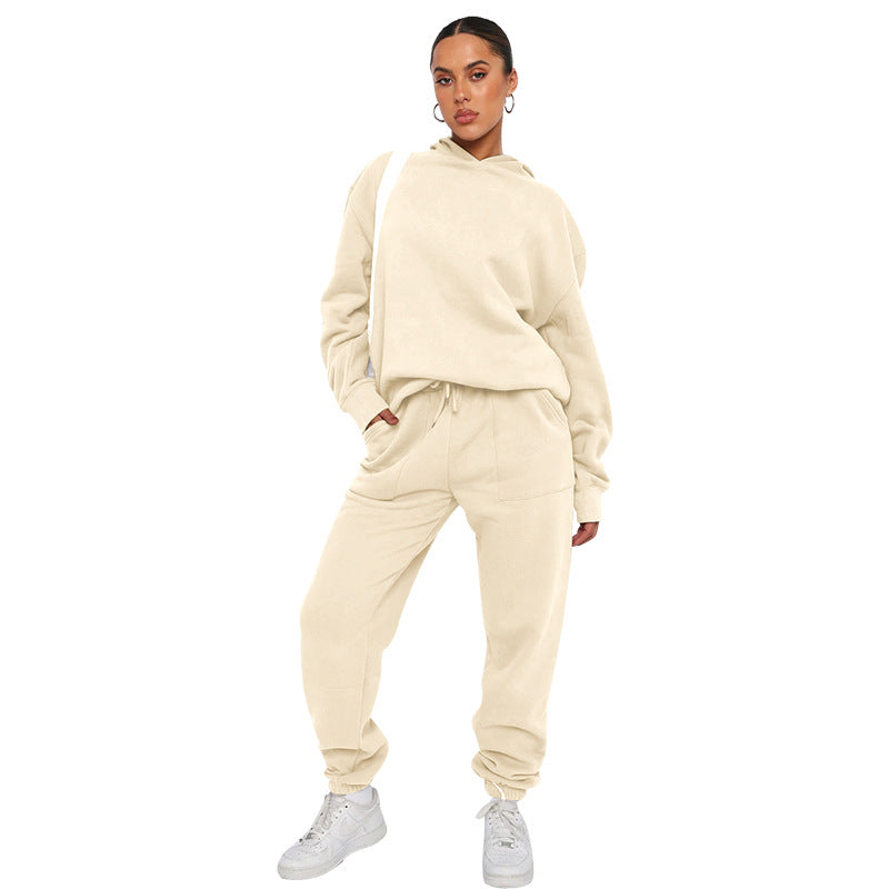 Women's Jogging Set with Hood in Casual Style 