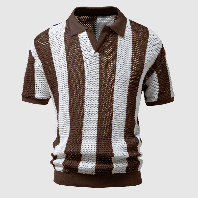 Strick-Poloshirt für Herren mit offenem Kragen