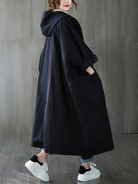 Women's Long Coat with Weatherproof Design