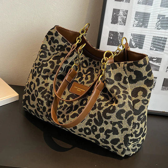 Trendy leopard canvas bag for women