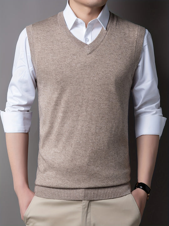Sleeveless V-neck knit sweater for men