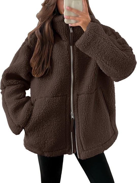 Women's Teddy Jacket with Zipper for Winter and Autumn