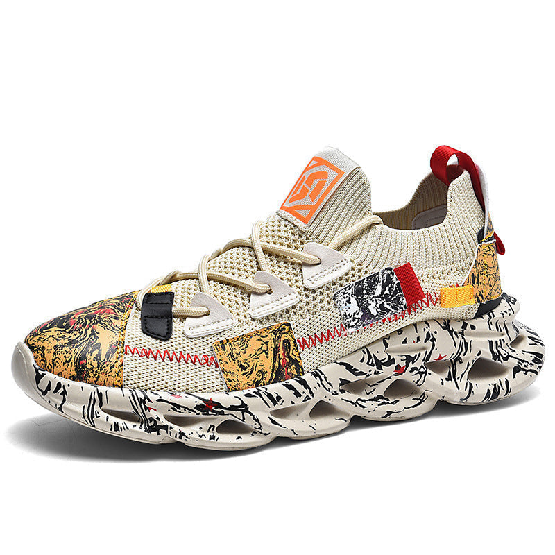 Men's printed upper trainers showing front toe detail