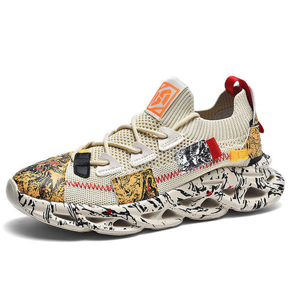 Men's printed upper trainers showing front toe detail
