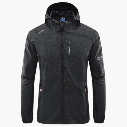Men's Windbreaker with Hood and Zipper Pockets