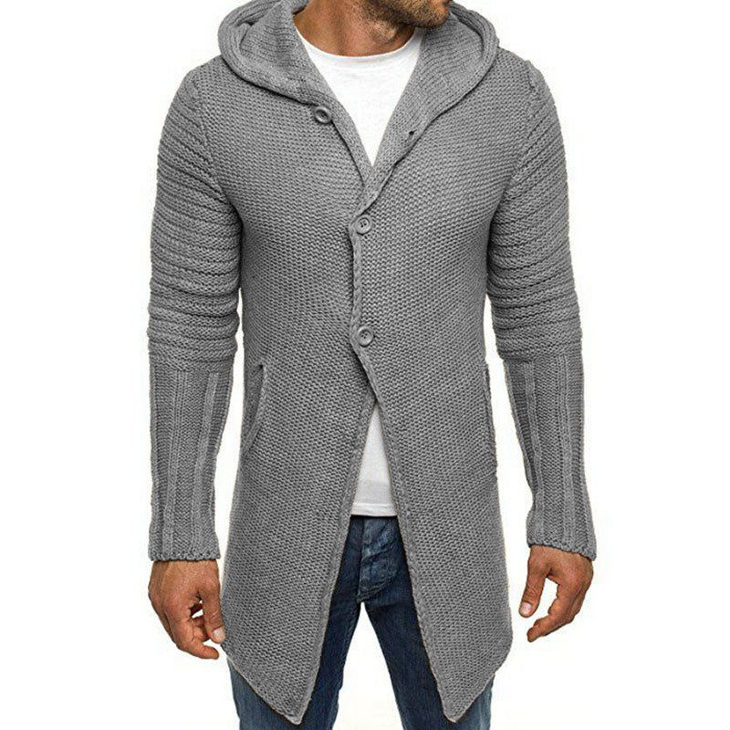 Men's Hooded Cardigan with Longer Cut