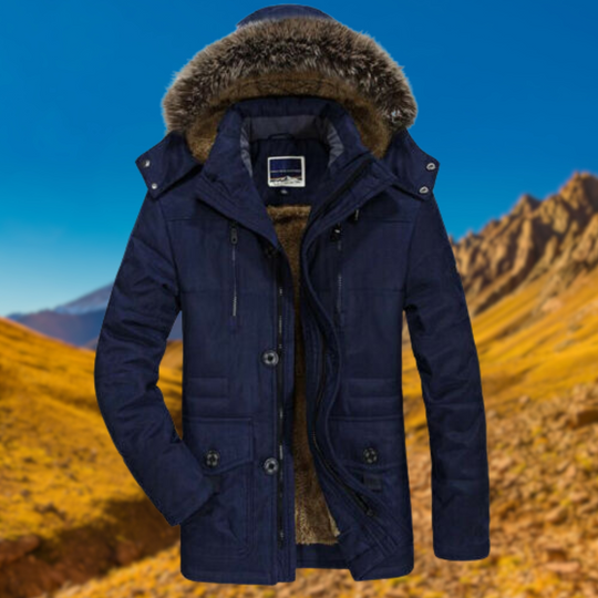 Men's winter parka with warm lining and functional design