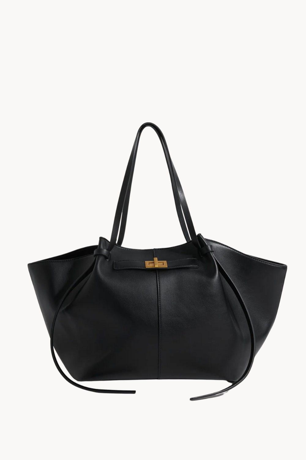 Livana Tote Black | Large tote bag made of vegan ultrafiber with laptop compartment and gold details for women