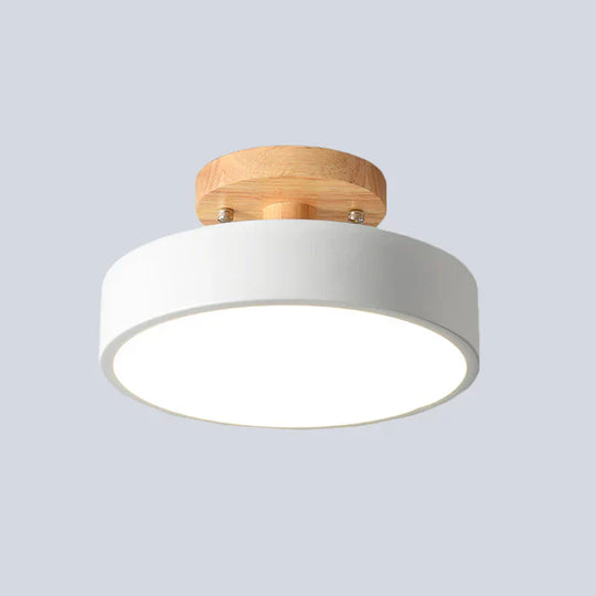 Scandinavian LED ceiling lamp with wooden details &amp; modern color options