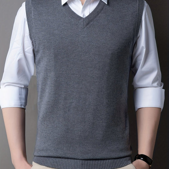 Sleeveless V-neck knit sweater for men