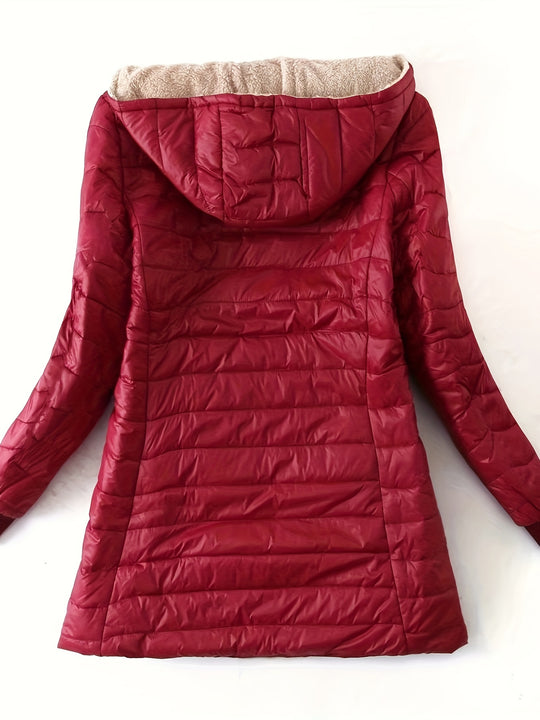 Women's midi quilted coat with fleece lining