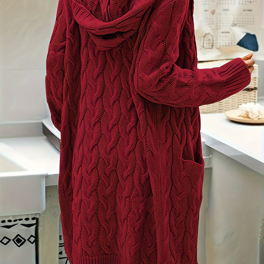 Open-knit cardigan with pockets in a solid color for women