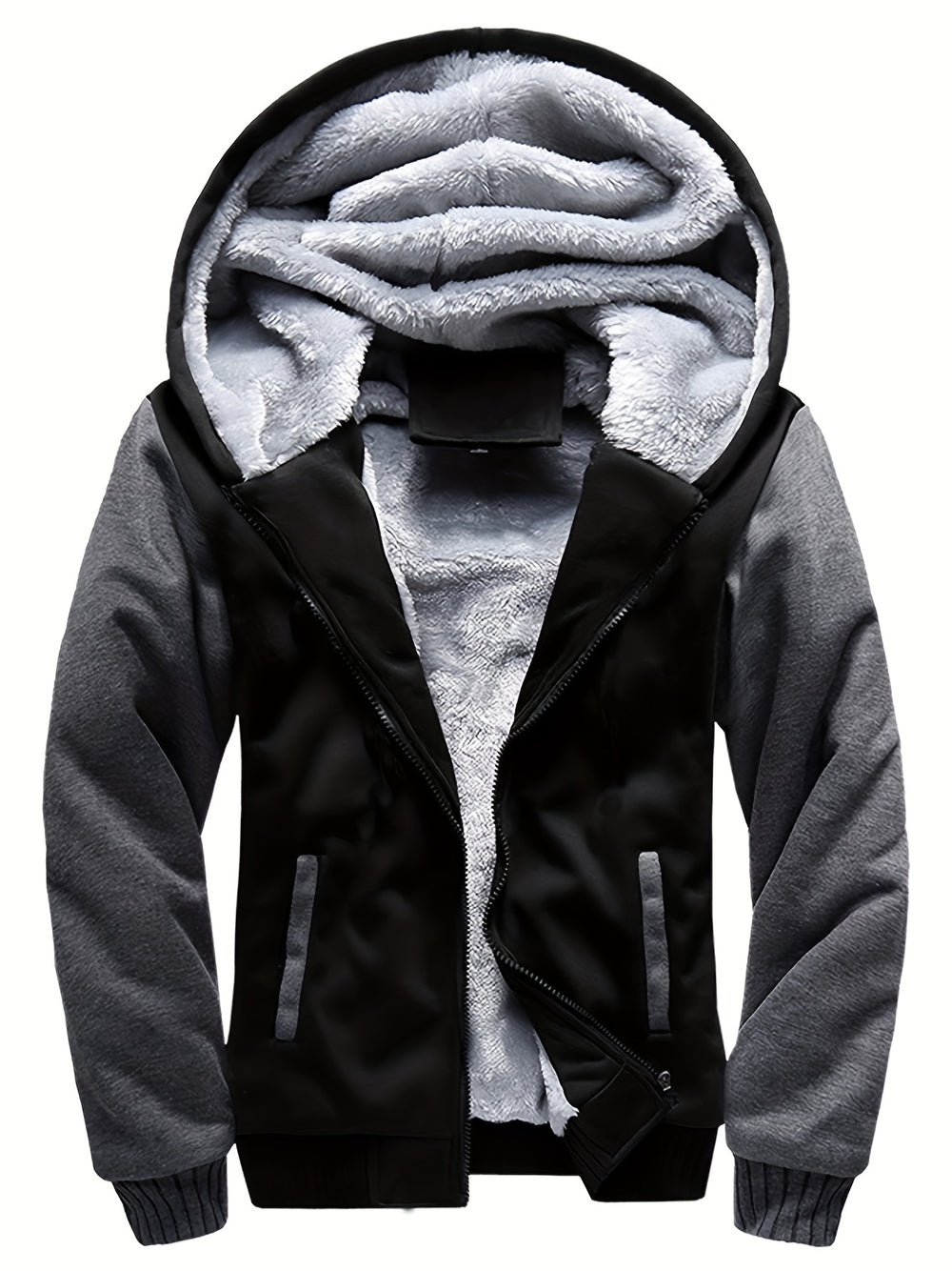 Warm Sherpa hoodie with zipper for men