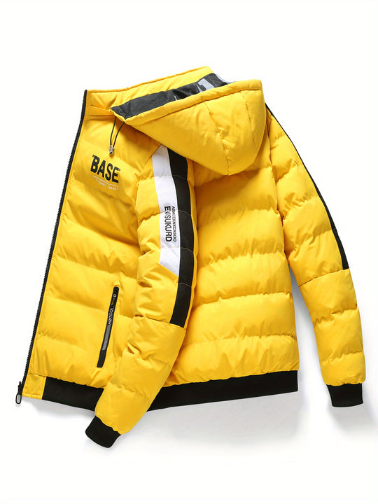 Warm puffer jacket with letter pattern for men