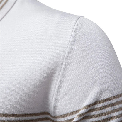 Strick-Poloshirt für Herren mit schmalen Streifen