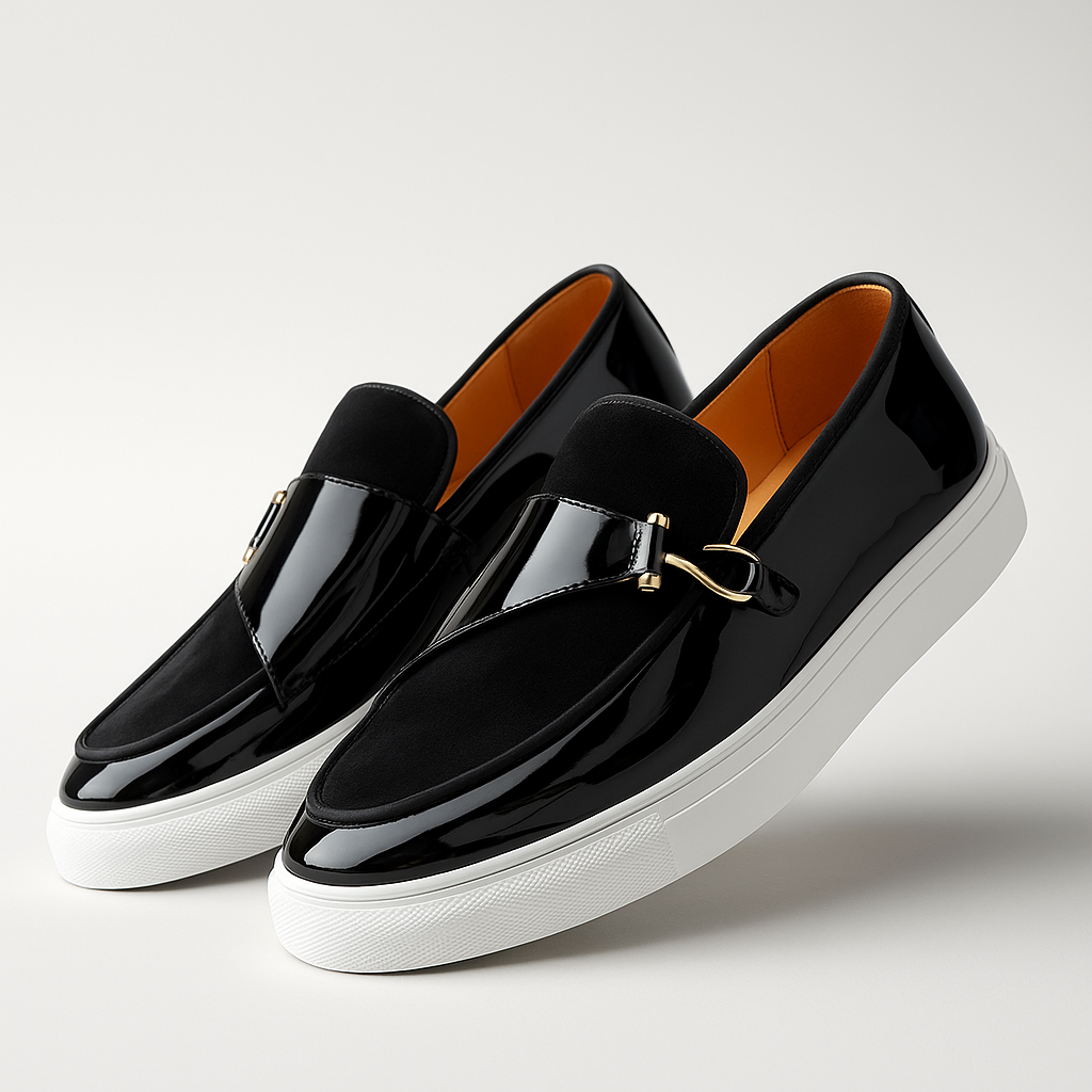 Herrenloafer Mit Glanzoptik Und Kunstvelours Slip-On