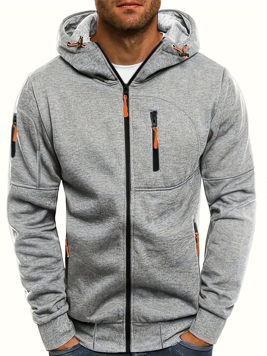 Men's sporty zip-up hooded jacket