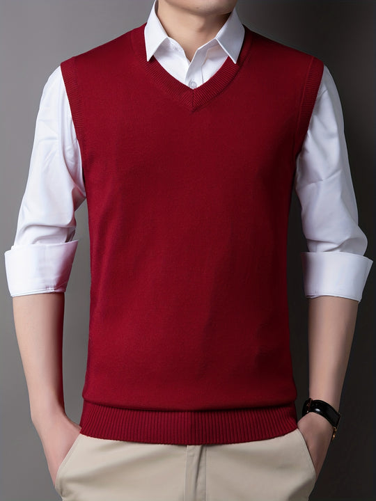 Sleeveless V-neck knit sweater for men