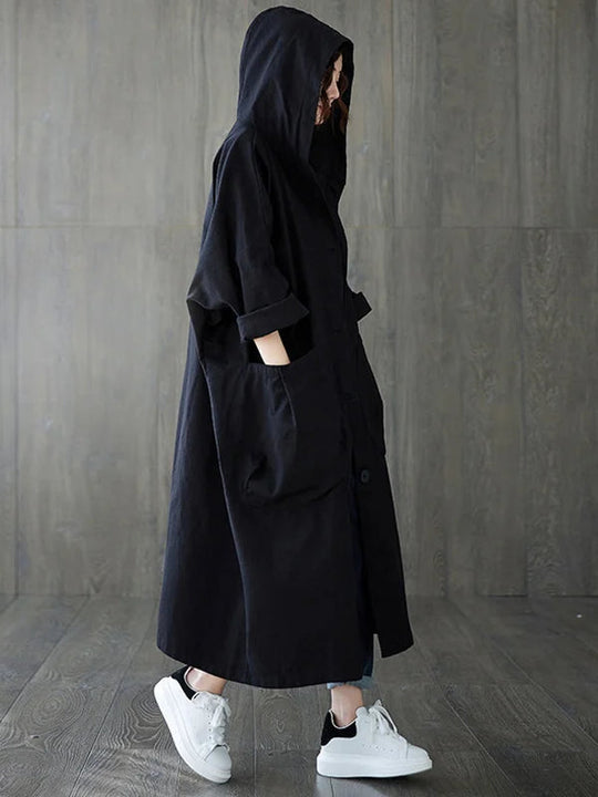 Women's Long Coat with Weatherproof Design
