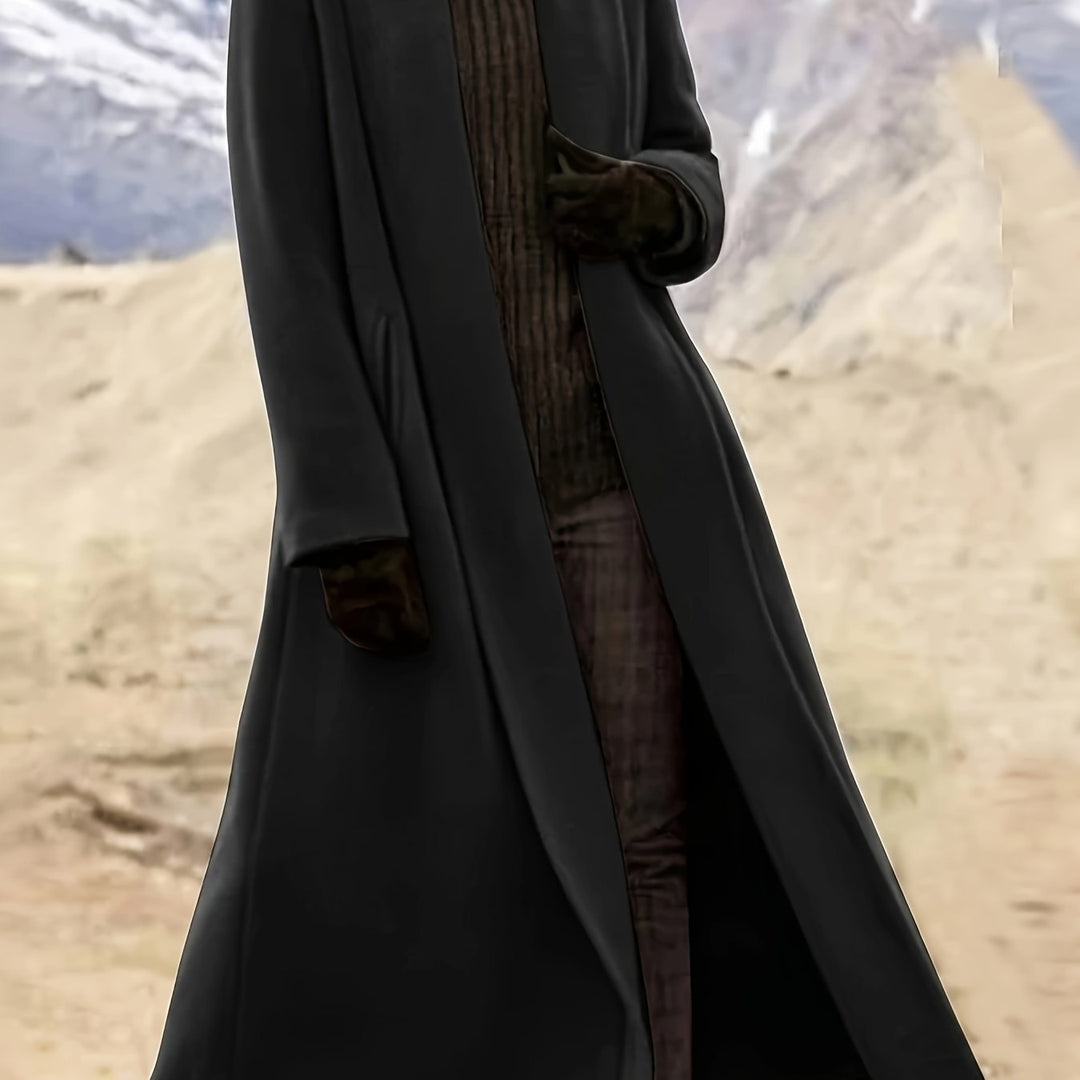 Long trench coat with lapel collar for women