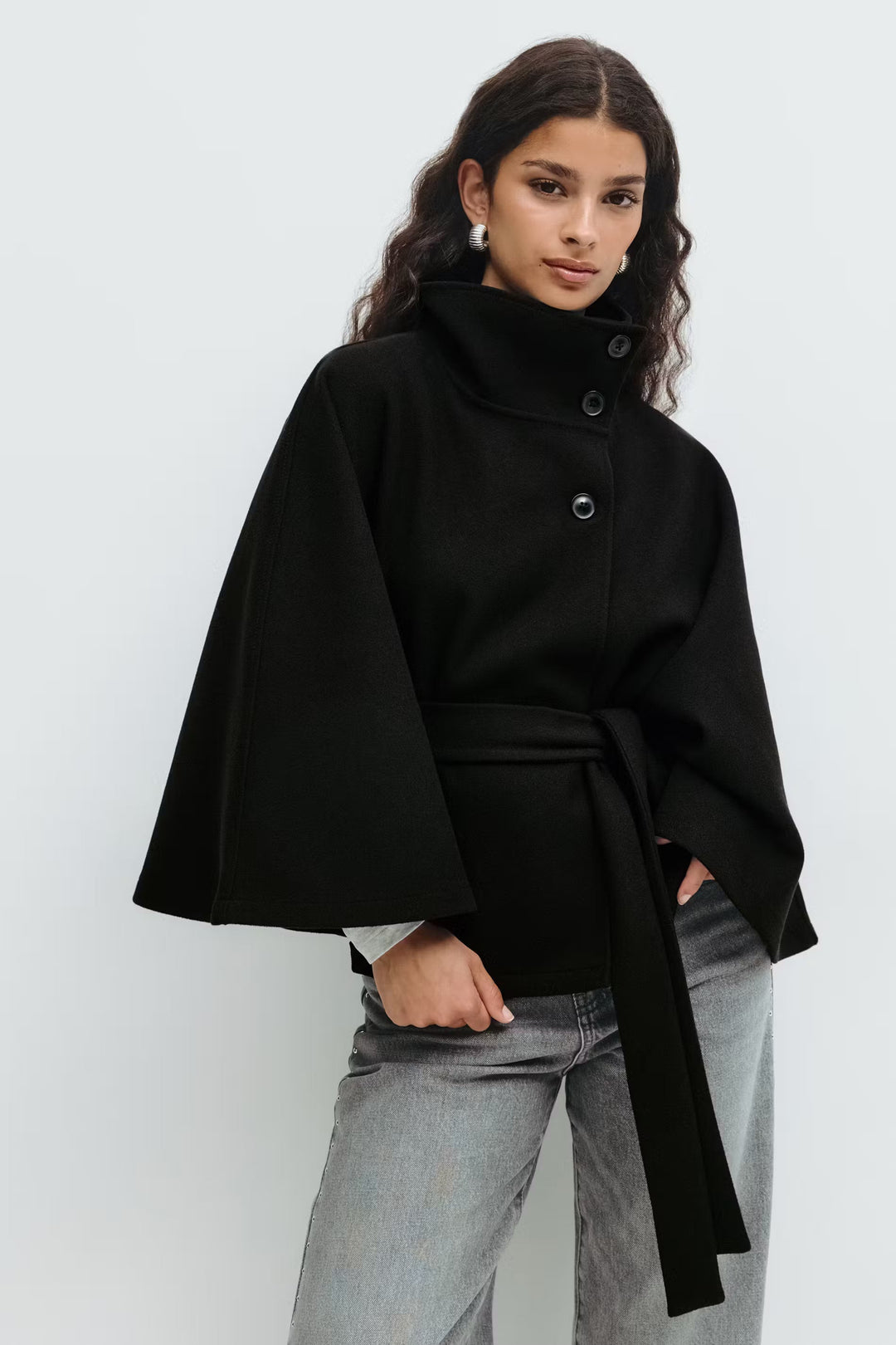 Women's Cape Jacket with Modern Design 