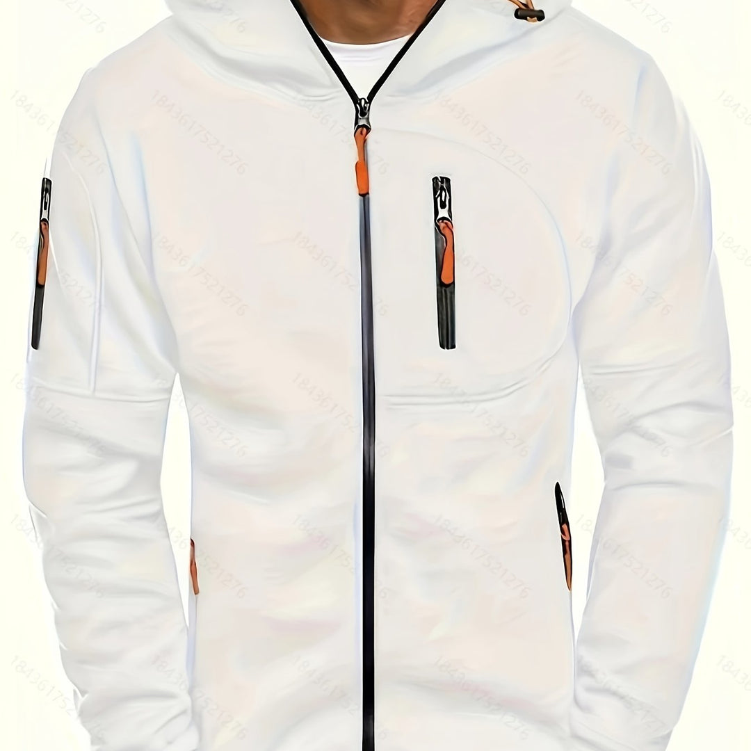 Men's sporty zip-up hooded jacket