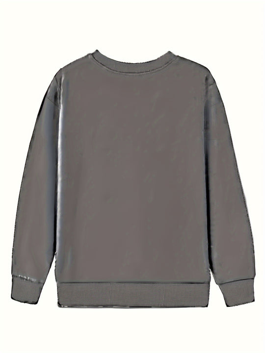 Women's sweatshirt with cat motif and round neck