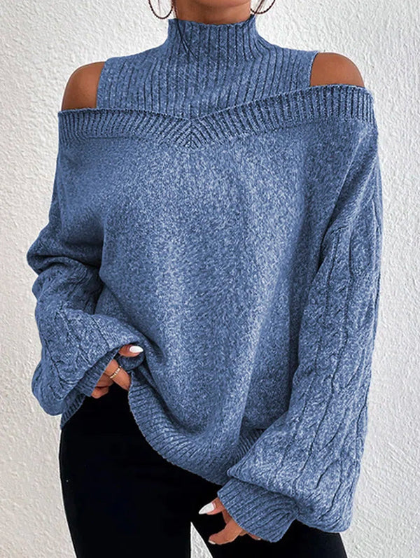 Women's Sweater with Off-Shoulder Cut-Out Details 