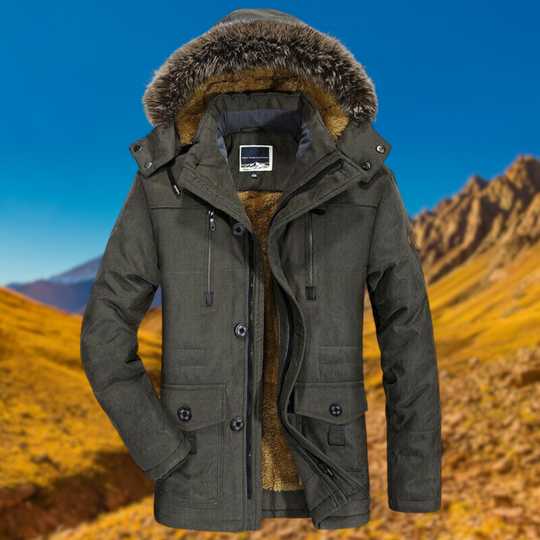 Men's winter parka with warm lining and functional design