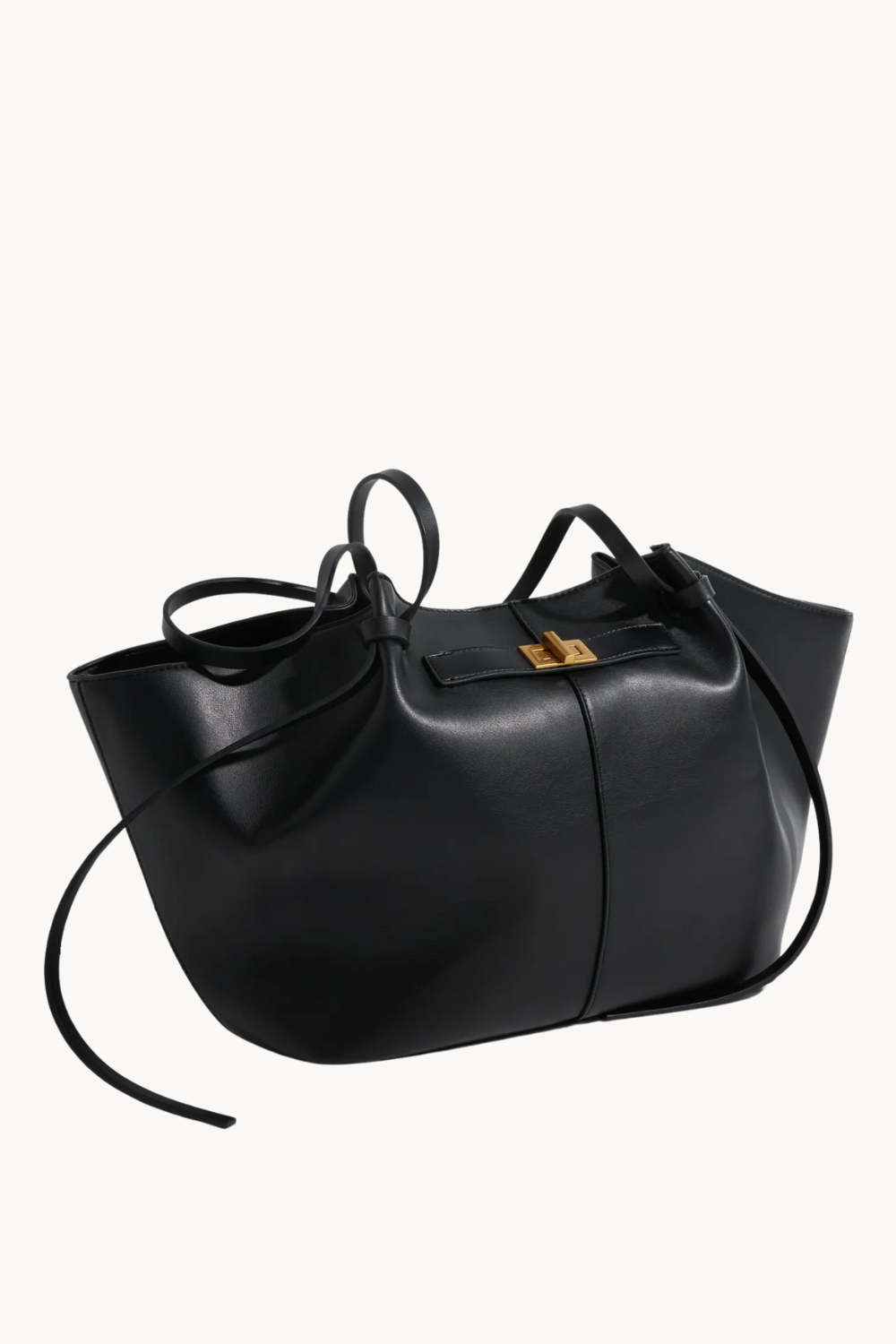Livana Tote Black | Large tote bag made of vegan ultrafiber with laptop compartment and gold details for women