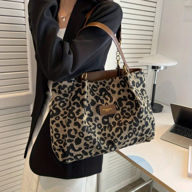 Trendy leopard canvas bag for women